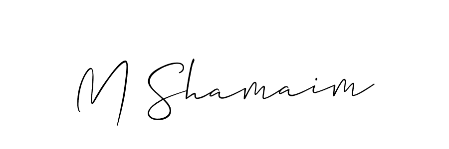 You should practise on your own different ways (Allison_Script) to write your name (M Shamaim) in signature. don't let someone else do it for you. M Shamaim signature style 2 images and pictures png