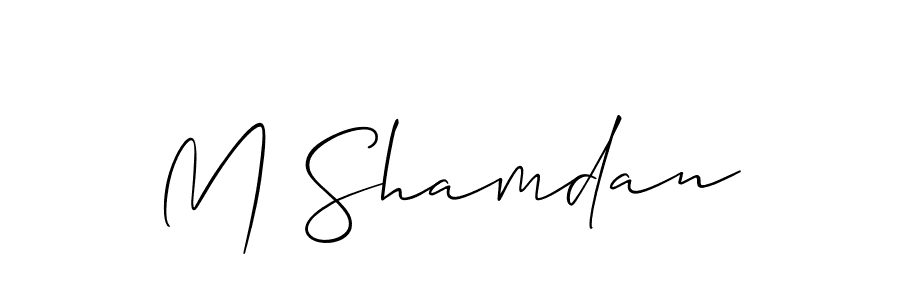 How to make M Shamdan name signature. Use Allison_Script style for creating short signs online. This is the latest handwritten sign. M Shamdan signature style 2 images and pictures png