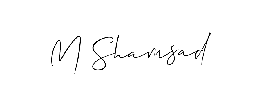 Also You can easily find your signature by using the search form. We will create M Shamsad name handwritten signature images for you free of cost using Allison_Script sign style. M Shamsad signature style 2 images and pictures png