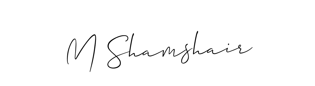Design your own signature with our free online signature maker. With this signature software, you can create a handwritten (Allison_Script) signature for name M Shamshair. M Shamshair signature style 2 images and pictures png