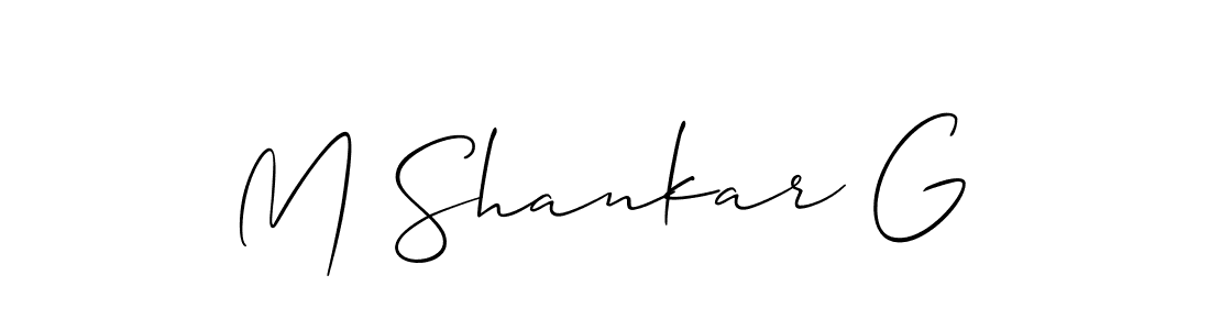 The best way (Allison_Script) to make a short signature is to pick only two or three words in your name. The name M Shankar G include a total of six letters. For converting this name. M Shankar G signature style 2 images and pictures png