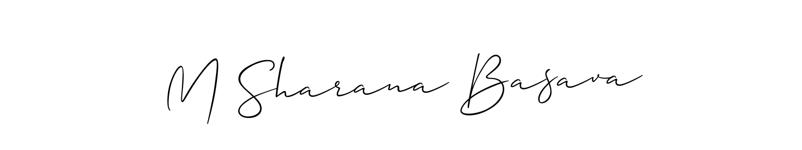 The best way (Allison_Script) to make a short signature is to pick only two or three words in your name. The name M Sharana Basava include a total of six letters. For converting this name. M Sharana Basava signature style 2 images and pictures png