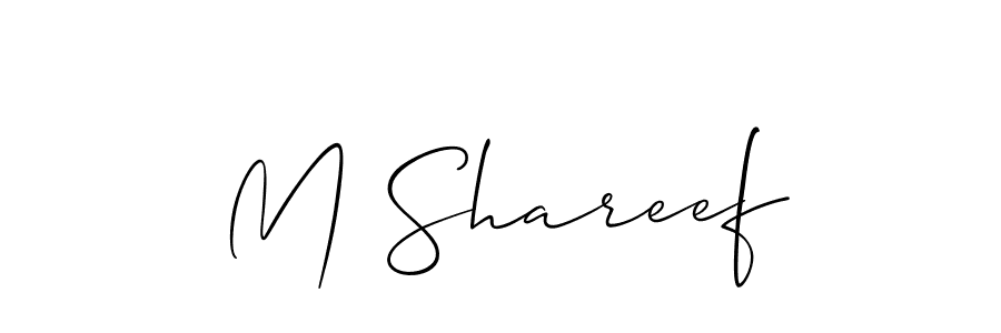 The best way (Allison_Script) to make a short signature is to pick only two or three words in your name. The name M Shareef include a total of six letters. For converting this name. M Shareef signature style 2 images and pictures png