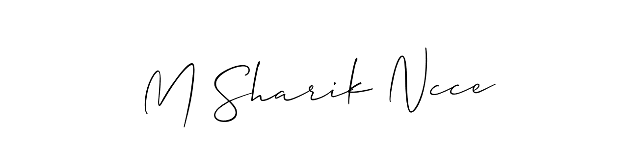 Use a signature maker to create a handwritten signature online. With this signature software, you can design (Allison_Script) your own signature for name M Sharik Ncce. M Sharik Ncce signature style 2 images and pictures png