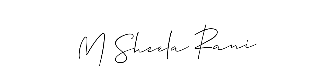 You should practise on your own different ways (Allison_Script) to write your name (M Sheela Rani) in signature. don't let someone else do it for you. M Sheela Rani signature style 2 images and pictures png