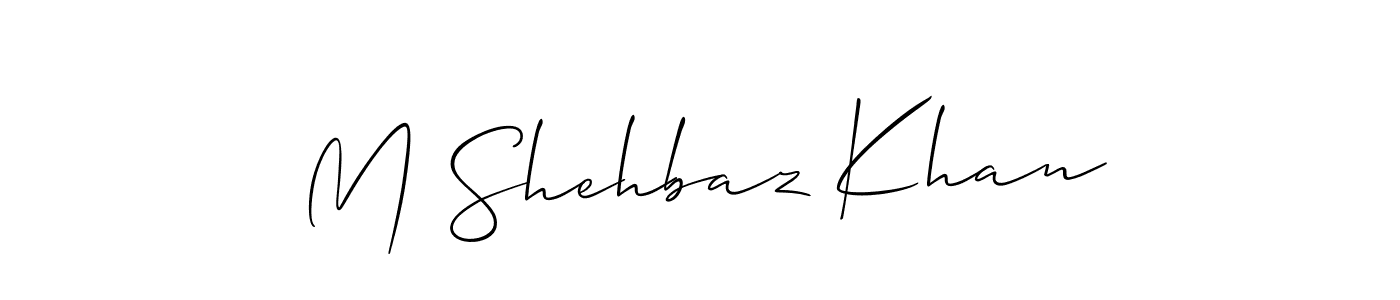 How to make M Shehbaz Khan name signature. Use Allison_Script style for creating short signs online. This is the latest handwritten sign. M Shehbaz Khan signature style 2 images and pictures png