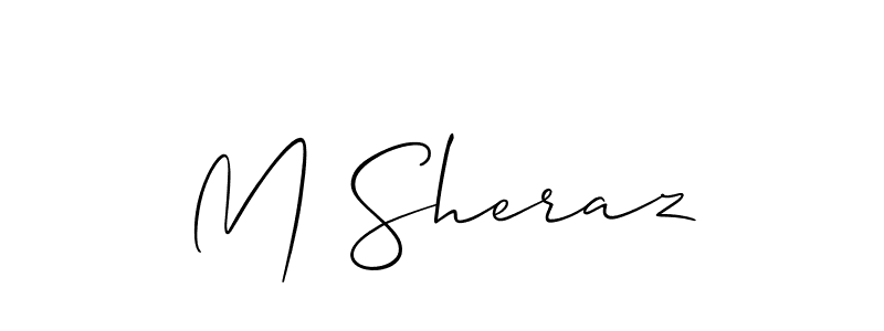 Also You can easily find your signature by using the search form. We will create M Sheraz name handwritten signature images for you free of cost using Allison_Script sign style. M Sheraz signature style 2 images and pictures png