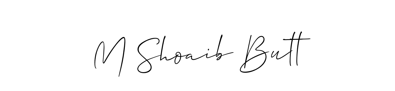 The best way (Allison_Script) to make a short signature is to pick only two or three words in your name. The name M Shoaib Butt include a total of six letters. For converting this name. M Shoaib Butt signature style 2 images and pictures png