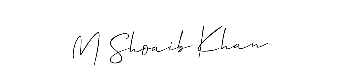 You should practise on your own different ways (Allison_Script) to write your name (M Shoaib Khan) in signature. don't let someone else do it for you. M Shoaib Khan signature style 2 images and pictures png