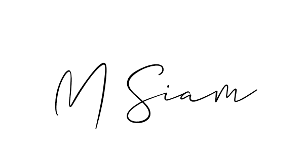 if you are searching for the best signature style for your name M Siam. so please give up your signature search. here we have designed multiple signature styles  using Allison_Script. M Siam signature style 2 images and pictures png