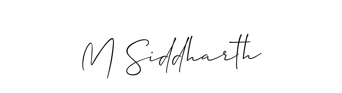 The best way (Allison_Script) to make a short signature is to pick only two or three words in your name. The name M Siddharth include a total of six letters. For converting this name. M Siddharth signature style 2 images and pictures png