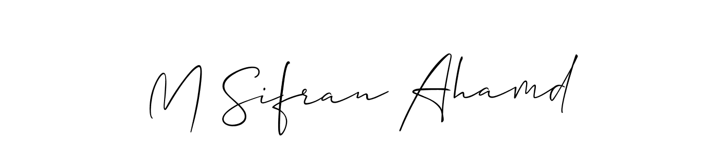 This is the best signature style for the M Sifran Ahamd name. Also you like these signature font (Allison_Script). Mix name signature. M Sifran Ahamd signature style 2 images and pictures png