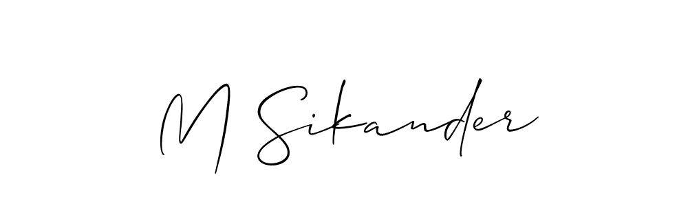 Allison_Script is a professional signature style that is perfect for those who want to add a touch of class to their signature. It is also a great choice for those who want to make their signature more unique. Get M Sikander name to fancy signature for free. M Sikander signature style 2 images and pictures png