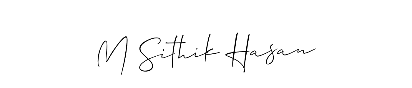 This is the best signature style for the M Sithik Hasan name. Also you like these signature font (Allison_Script). Mix name signature. M Sithik Hasan signature style 2 images and pictures png