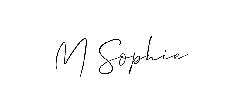 The best way (Allison_Script) to make a short signature is to pick only two or three words in your name. The name M Sophie include a total of six letters. For converting this name. M Sophie signature style 2 images and pictures png