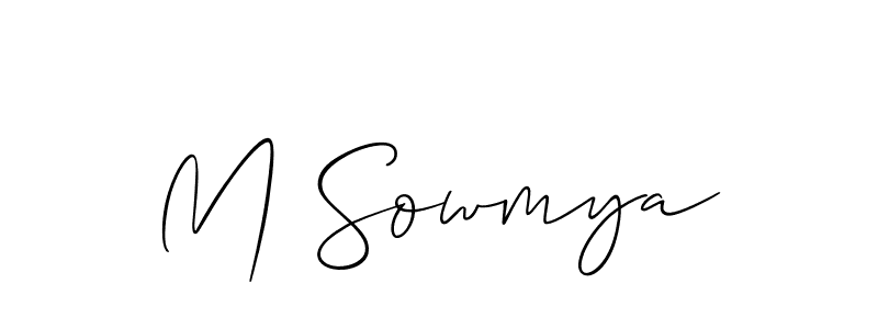 Also You can easily find your signature by using the search form. We will create M Sowmya name handwritten signature images for you free of cost using Allison_Script sign style. M Sowmya signature style 2 images and pictures png