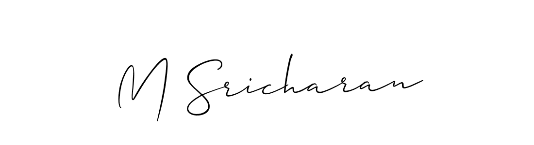 Use a signature maker to create a handwritten signature online. With this signature software, you can design (Allison_Script) your own signature for name M Sricharan. M Sricharan signature style 2 images and pictures png