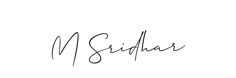 Also You can easily find your signature by using the search form. We will create M Sridhar name handwritten signature images for you free of cost using Allison_Script sign style. M Sridhar signature style 2 images and pictures png