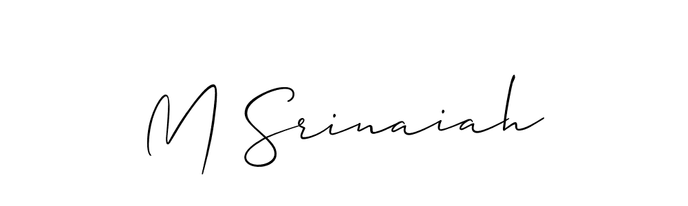 You should practise on your own different ways (Allison_Script) to write your name (M Srinaiah) in signature. don't let someone else do it for you. M Srinaiah signature style 2 images and pictures png