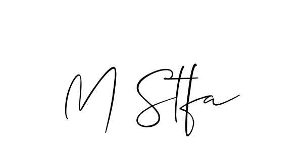 Use a signature maker to create a handwritten signature online. With this signature software, you can design (Allison_Script) your own signature for name M Stfa. M Stfa signature style 2 images and pictures png