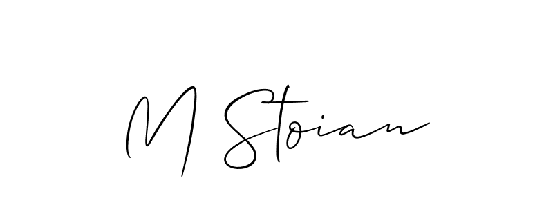 Use a signature maker to create a handwritten signature online. With this signature software, you can design (Allison_Script) your own signature for name M Stoian. M Stoian signature style 2 images and pictures png