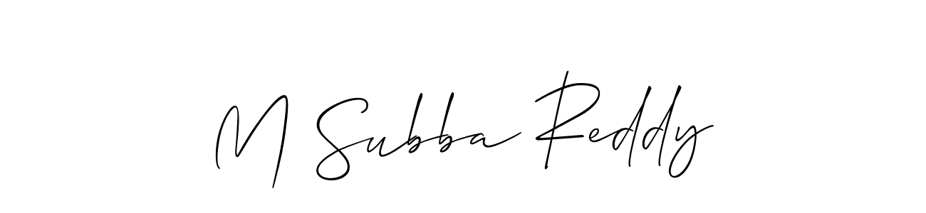 Allison_Script is a professional signature style that is perfect for those who want to add a touch of class to their signature. It is also a great choice for those who want to make their signature more unique. Get M Subba Reddy name to fancy signature for free. M Subba Reddy signature style 2 images and pictures png