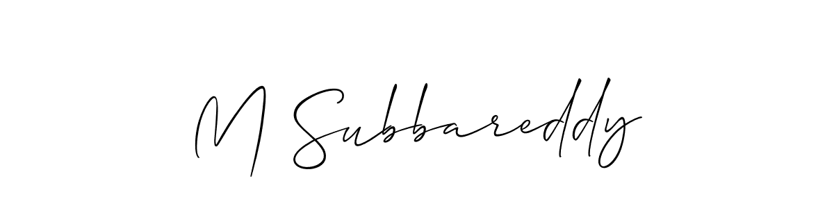 How to Draw M Subbareddy signature style? Allison_Script is a latest design signature styles for name M Subbareddy. M Subbareddy signature style 2 images and pictures png