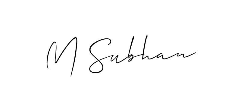 if you are searching for the best signature style for your name M Subhan. so please give up your signature search. here we have designed multiple signature styles  using Allison_Script. M Subhan signature style 2 images and pictures png