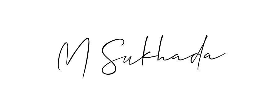Use a signature maker to create a handwritten signature online. With this signature software, you can design (Allison_Script) your own signature for name M Sukhada. M Sukhada signature style 2 images and pictures png