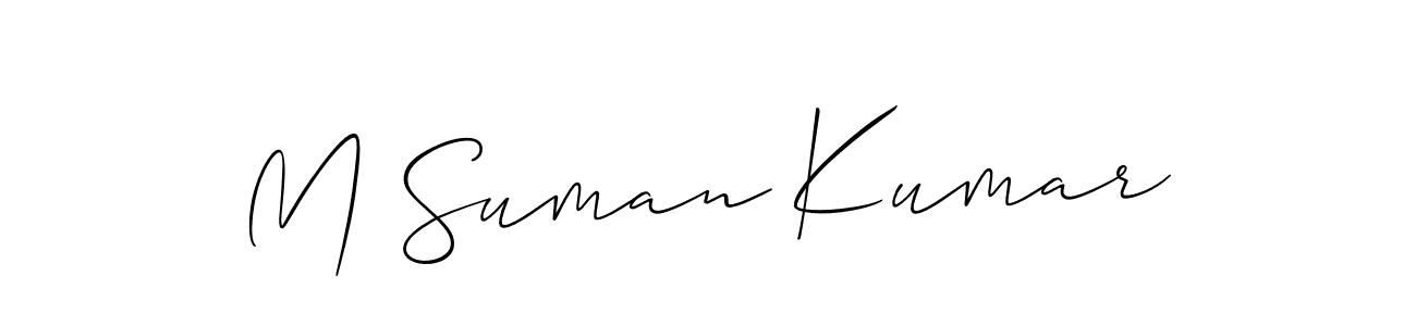 Use a signature maker to create a handwritten signature online. With this signature software, you can design (Allison_Script) your own signature for name M Suman Kumar. M Suman Kumar signature style 2 images and pictures png