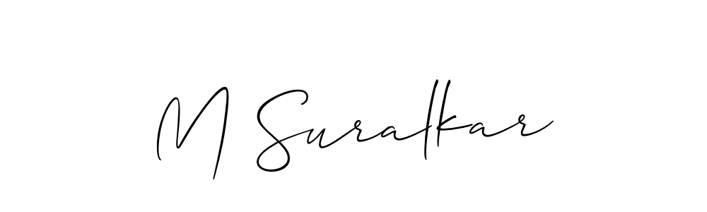 Allison_Script is a professional signature style that is perfect for those who want to add a touch of class to their signature. It is also a great choice for those who want to make their signature more unique. Get M Suralkar name to fancy signature for free. M Suralkar signature style 2 images and pictures png