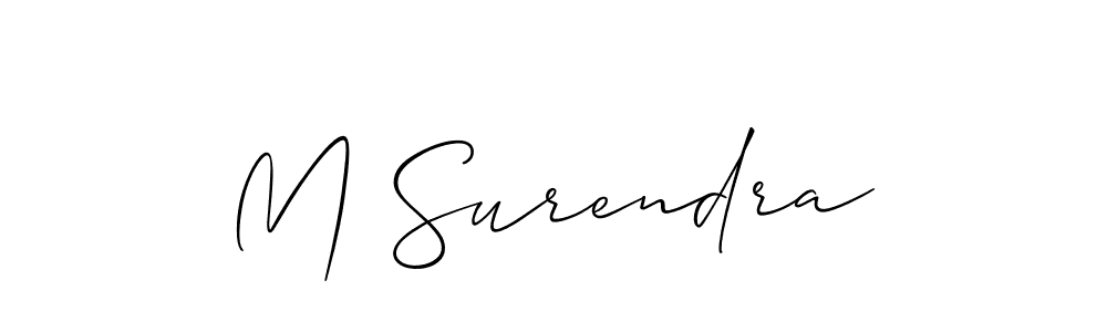 Also we have M Surendra name is the best signature style. Create professional handwritten signature collection using Allison_Script autograph style. M Surendra signature style 2 images and pictures png