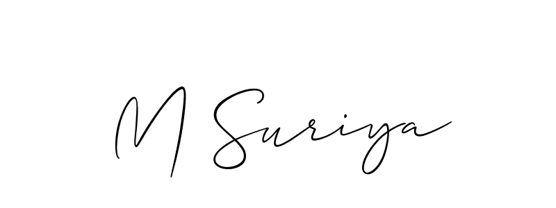 It looks lik you need a new signature style for name M Suriya. Design unique handwritten (Allison_Script) signature with our free signature maker in just a few clicks. M Suriya signature style 2 images and pictures png