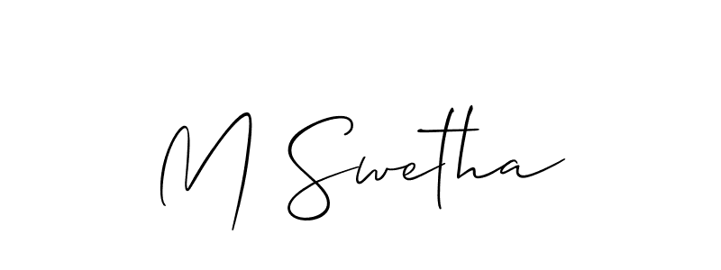 Use a signature maker to create a handwritten signature online. With this signature software, you can design (Allison_Script) your own signature for name M Swetha. M Swetha signature style 2 images and pictures png