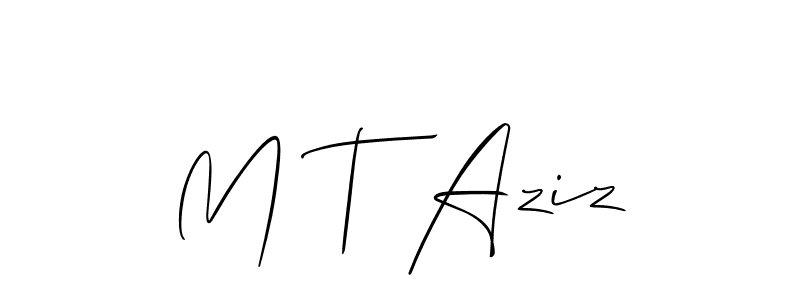 Make a short M T Aziz signature style. Manage your documents anywhere anytime using Allison_Script. Create and add eSignatures, submit forms, share and send files easily. M T Aziz signature style 2 images and pictures png