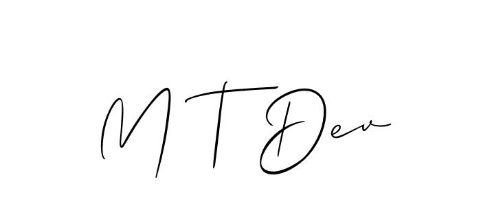 Use a signature maker to create a handwritten signature online. With this signature software, you can design (Allison_Script) your own signature for name M T Dev. M T Dev signature style 2 images and pictures png