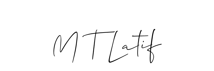 Use a signature maker to create a handwritten signature online. With this signature software, you can design (Allison_Script) your own signature for name M T Latif. M T Latif signature style 2 images and pictures png