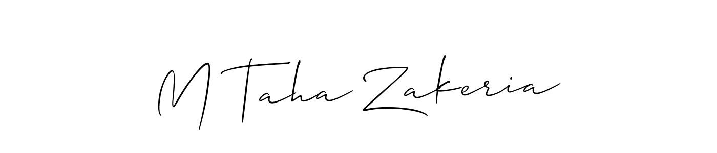 Also we have M Taha Zakeria name is the best signature style. Create professional handwritten signature collection using Allison_Script autograph style. M Taha Zakeria signature style 2 images and pictures png