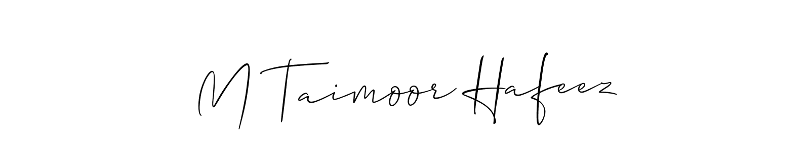 Also we have M Taimoor Hafeez name is the best signature style. Create professional handwritten signature collection using Allison_Script autograph style. M Taimoor Hafeez signature style 2 images and pictures png