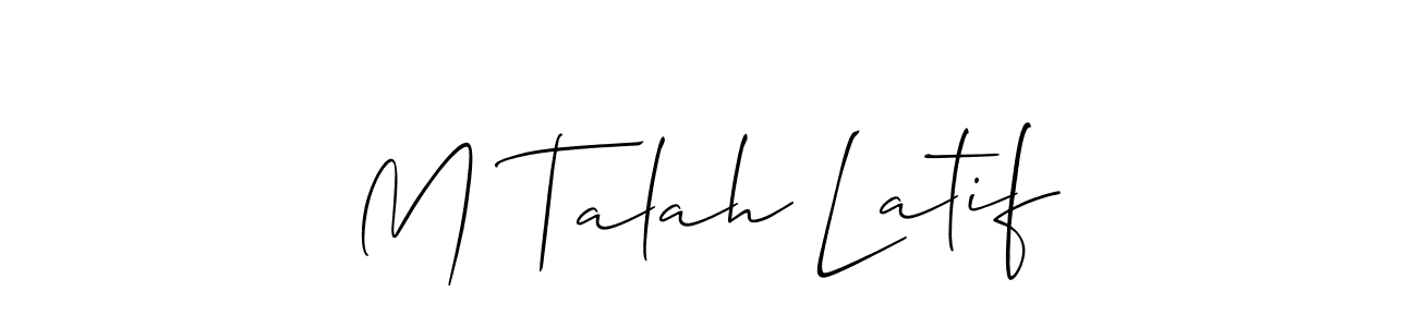 Use a signature maker to create a handwritten signature online. With this signature software, you can design (Allison_Script) your own signature for name M Talah Latif. M Talah Latif signature style 2 images and pictures png