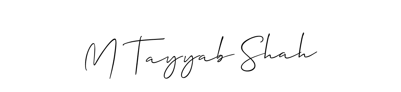 You should practise on your own different ways (Allison_Script) to write your name (M Tayyab Shah) in signature. don't let someone else do it for you. M Tayyab Shah signature style 2 images and pictures png