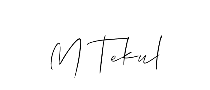 It looks lik you need a new signature style for name M Tekul. Design unique handwritten (Allison_Script) signature with our free signature maker in just a few clicks. M Tekul signature style 2 images and pictures png