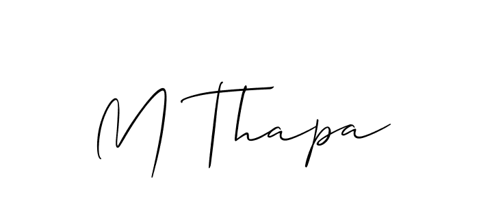 Also You can easily find your signature by using the search form. We will create M Thapa name handwritten signature images for you free of cost using Allison_Script sign style. M Thapa signature style 2 images and pictures png