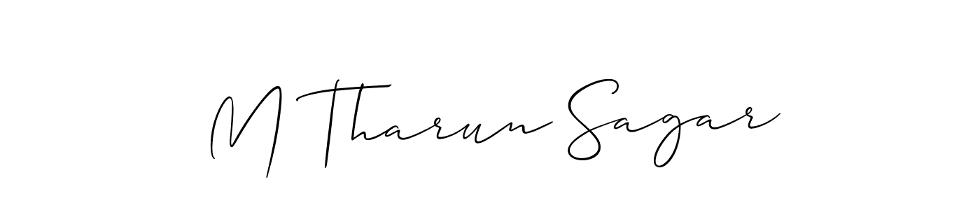 Also You can easily find your signature by using the search form. We will create M Tharun Sagar name handwritten signature images for you free of cost using Allison_Script sign style. M Tharun Sagar signature style 2 images and pictures png