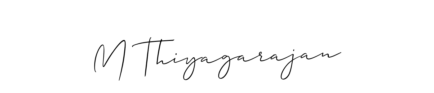 You should practise on your own different ways (Allison_Script) to write your name (M Thiyagarajan) in signature. don't let someone else do it for you. M Thiyagarajan signature style 2 images and pictures png