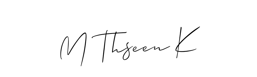 Similarly Allison_Script is the best handwritten signature design. Signature creator online .You can use it as an online autograph creator for name M Thseen K. M Thseen K signature style 2 images and pictures png