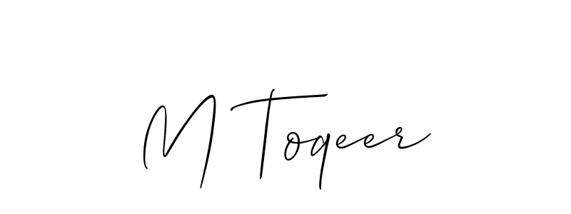 Use a signature maker to create a handwritten signature online. With this signature software, you can design (Allison_Script) your own signature for name M Toqeer. M Toqeer signature style 2 images and pictures png