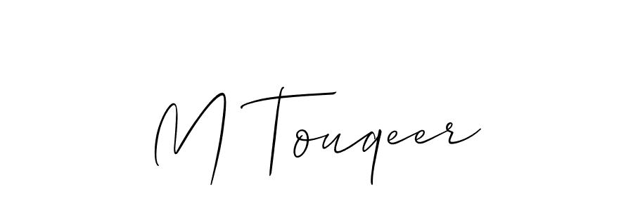 You should practise on your own different ways (Allison_Script) to write your name (M Touqeer) in signature. don't let someone else do it for you. M Touqeer signature style 2 images and pictures png