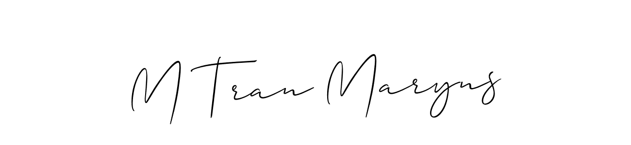 if you are searching for the best signature style for your name M Tran Maryns. so please give up your signature search. here we have designed multiple signature styles  using Allison_Script. M Tran Maryns signature style 2 images and pictures png