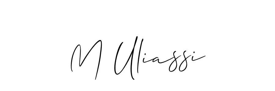 Use a signature maker to create a handwritten signature online. With this signature software, you can design (Allison_Script) your own signature for name M Uliassi. M Uliassi signature style 2 images and pictures png